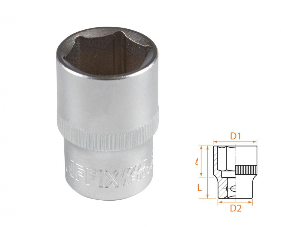 Головка торцевая стандартная шестигранная 1/2", 19 мм AFFIX AF00040019